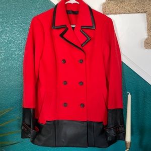 LAMB Red Wool Double Breasted Top Coat